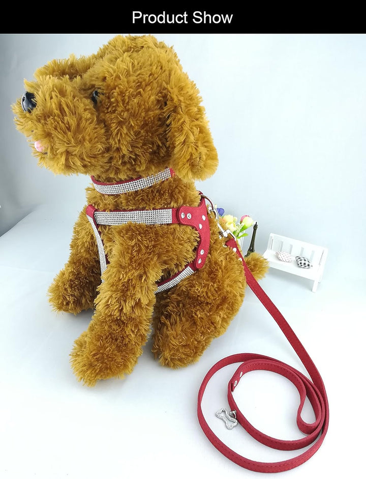 Hundehalsband & Geschirr & Leinen Sets Mode Komfortable Hundehalsband Diamante mit Geschirr & Leinen