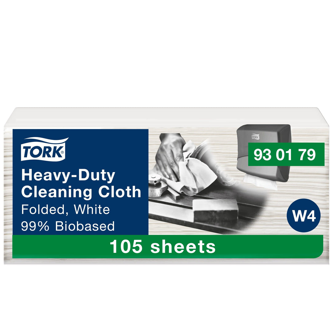 Tork Extra-Starke Reinigungstücher 99% biobasiert, Weiss W4, 1 x 105 Tücher, 930179 41.5 cm L x 35.5