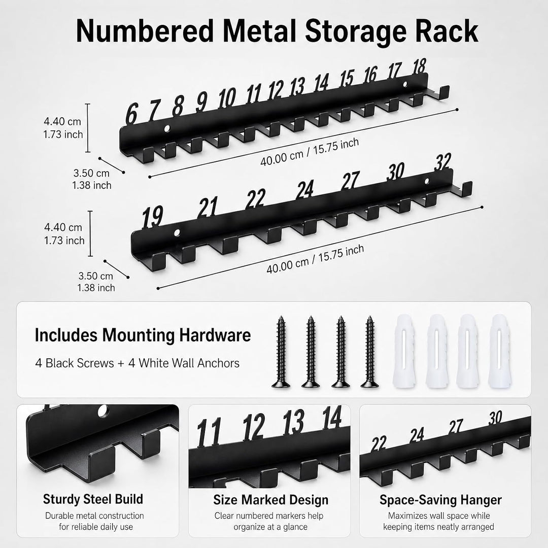 Werkzeughalter Wand 2in1 40cm Schraubendreher/Zange-Halter Code 6-18/19-32 | Robustes Metall, platzs