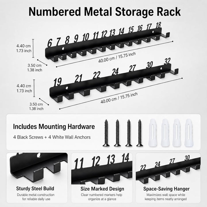 Werkzeughalter Wand 2in1 40cm Schraubendreher/Zange-Halter Code 6-18/19-32 | Robustes Metall, platzs