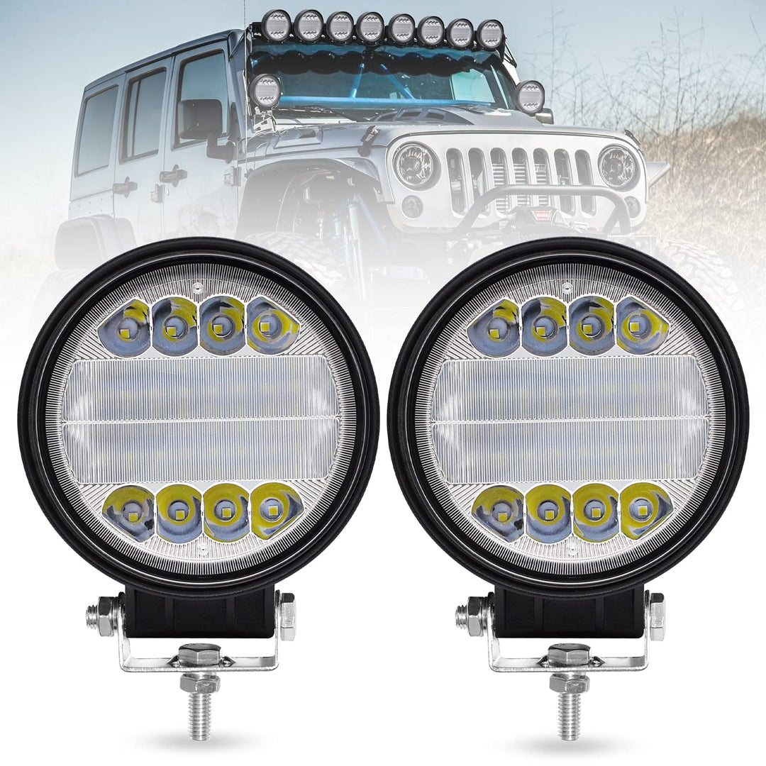 Runde LED Arbeitsscheinwerfer, 72W LED Scheinwerfer mit weiss, Offroad Zusatzscheinwerfer Wasserdich