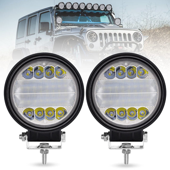 Runde LED Arbeitsscheinwerfer, 72W LED Scheinwerfer mit weiss, Offroad Zusatzscheinwerfer Wasserdich