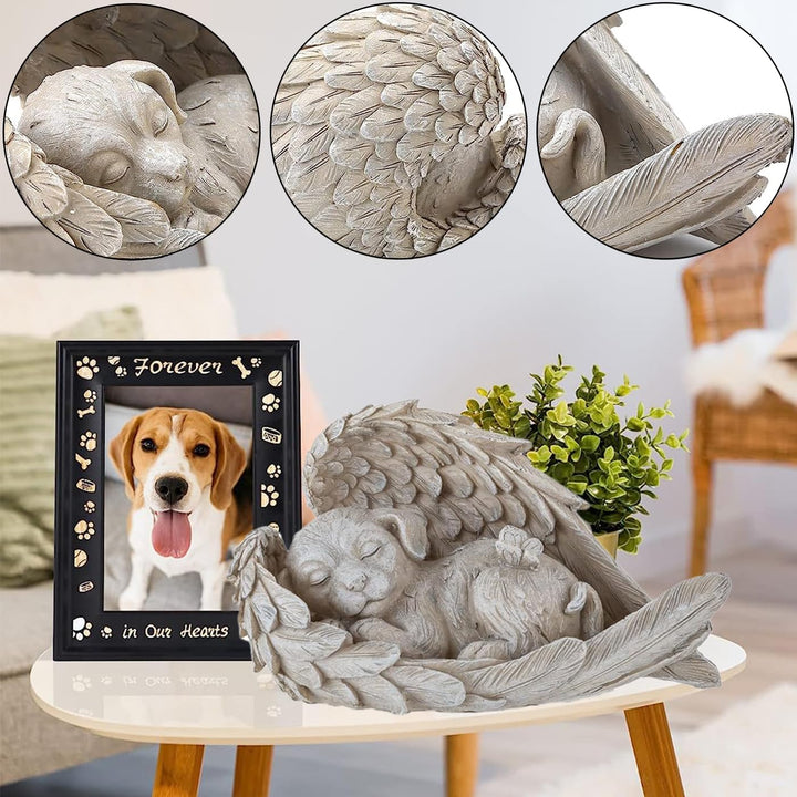 AOTOPYU Katze Hund Engel Haustier Denkmal Grab Marker Tribut Statue, Deko Haustier Gedenken Tier Gar