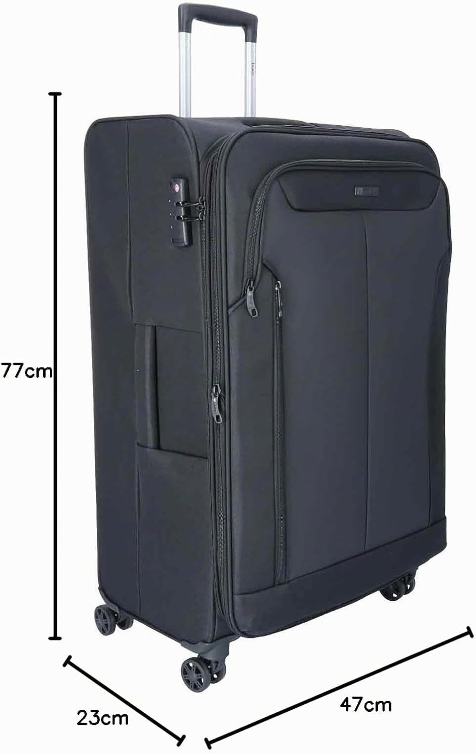 TheTrueC 4 Rollen Koffer Superlight 77cm Kopenhagen, Reissverschlussteiler|Kratzfest, Black