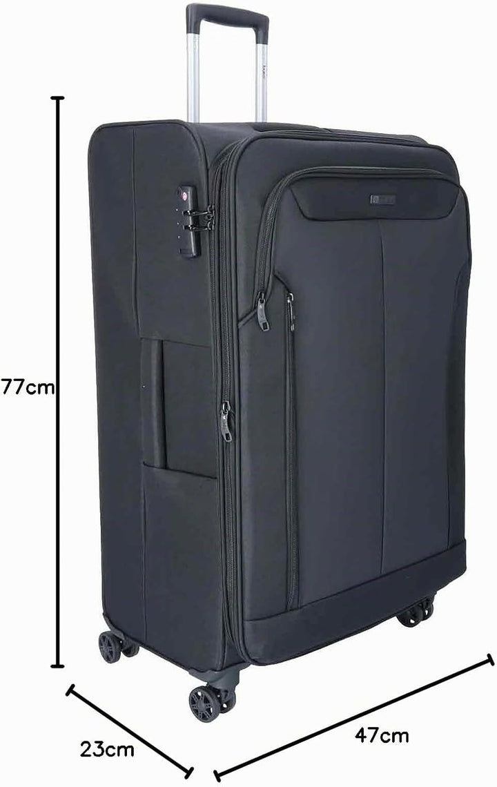 TheTrueC 4 Rollen Koffer Superlight 77cm Kopenhagen, Reissverschlussteiler|Kratzfest, Black