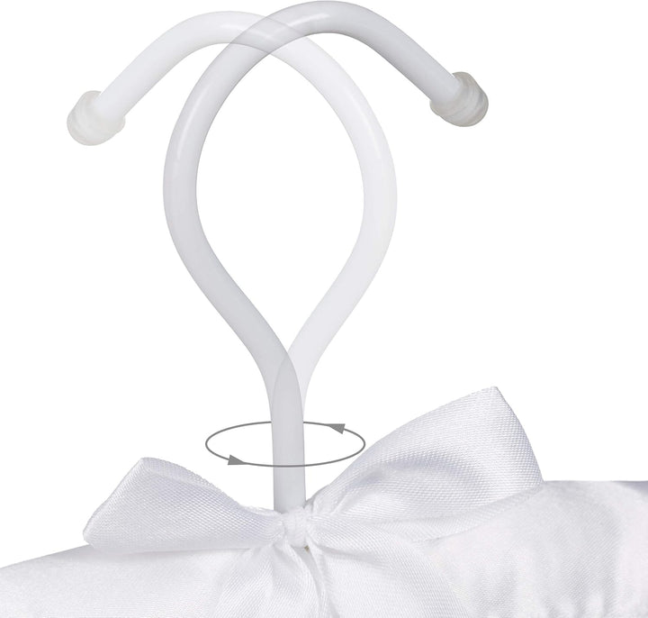 Relaxdays Kleiderbügel Satin, 10er Pack, weich gepolstert, 360° drehbarer Haken, dekorative Schleife