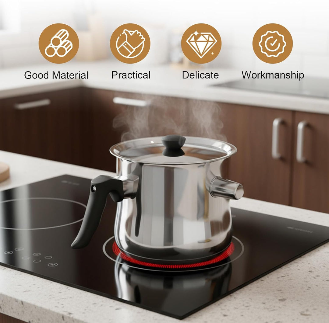 1.5l Milchtopf Induktion, Milchtopf Doppelwandig Mit Ausgiesser Und Rutschfester, Simmertopf Kochtop