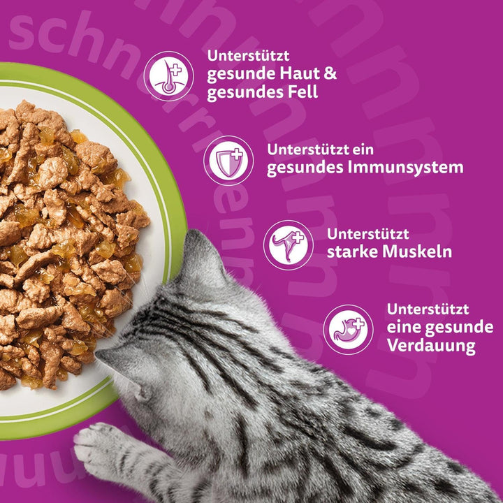 Whiskas Adult 1+ Katzennassfutter Gemischte Auswahl in Gelee, 84 Portionsbeutel, 84x85g (1 Grosspack