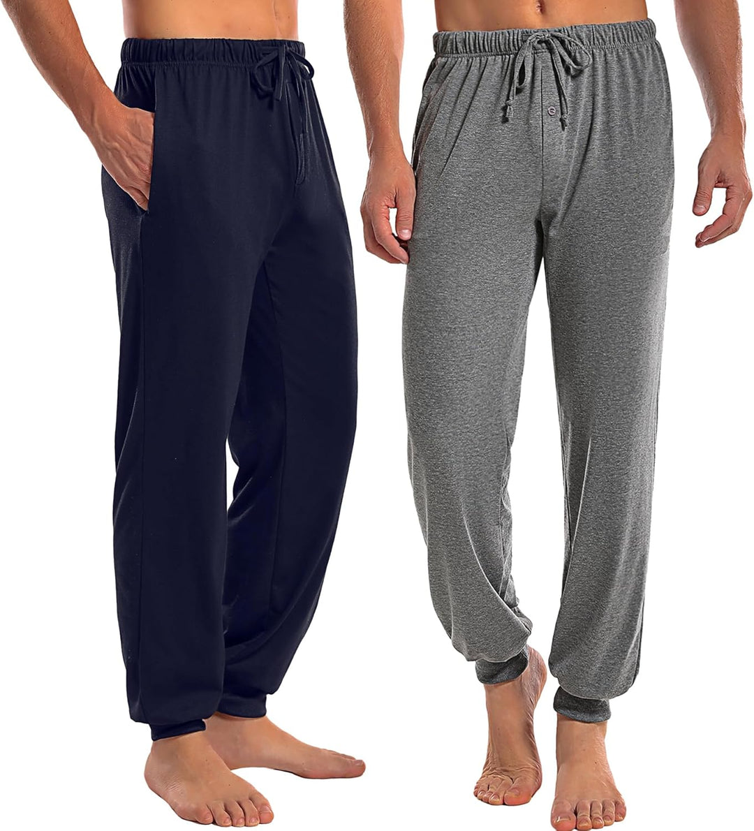 Marvmys Schlafanzughose Herren Lang mit Bündchen Einfarbige Pyjamahose für Männer Schlafhose Haushos