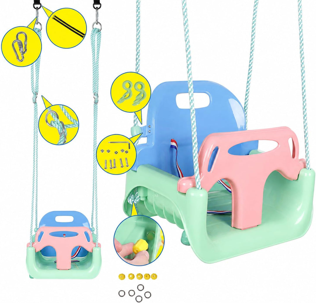 KINSPORY Kinderschaukel Babyschaukel 3 in 1 Babysitz verstellbar Mitwachsend Schaukelsitz Gartenscha