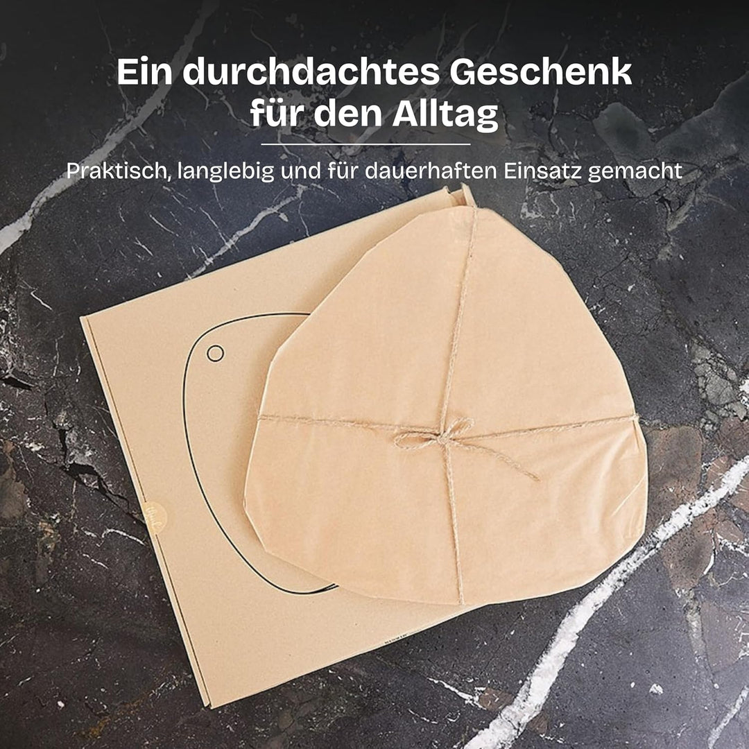 Triarc Pizza Servierbrett aus Premium Eiche (42x40 cm) – Design Pizzaschieber & Servierplatte – Beid