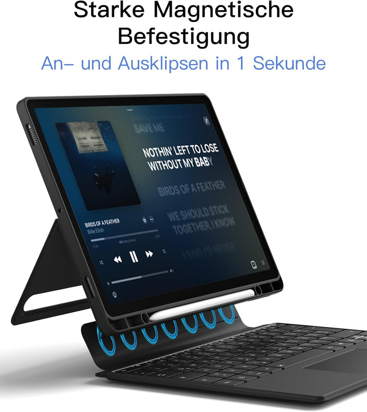 Inateck Hülle mit Tastatur kompatibel mit Samsung Tab S10+/S9+/S9 FE+ | magnetisch abnehmbarer, Blue