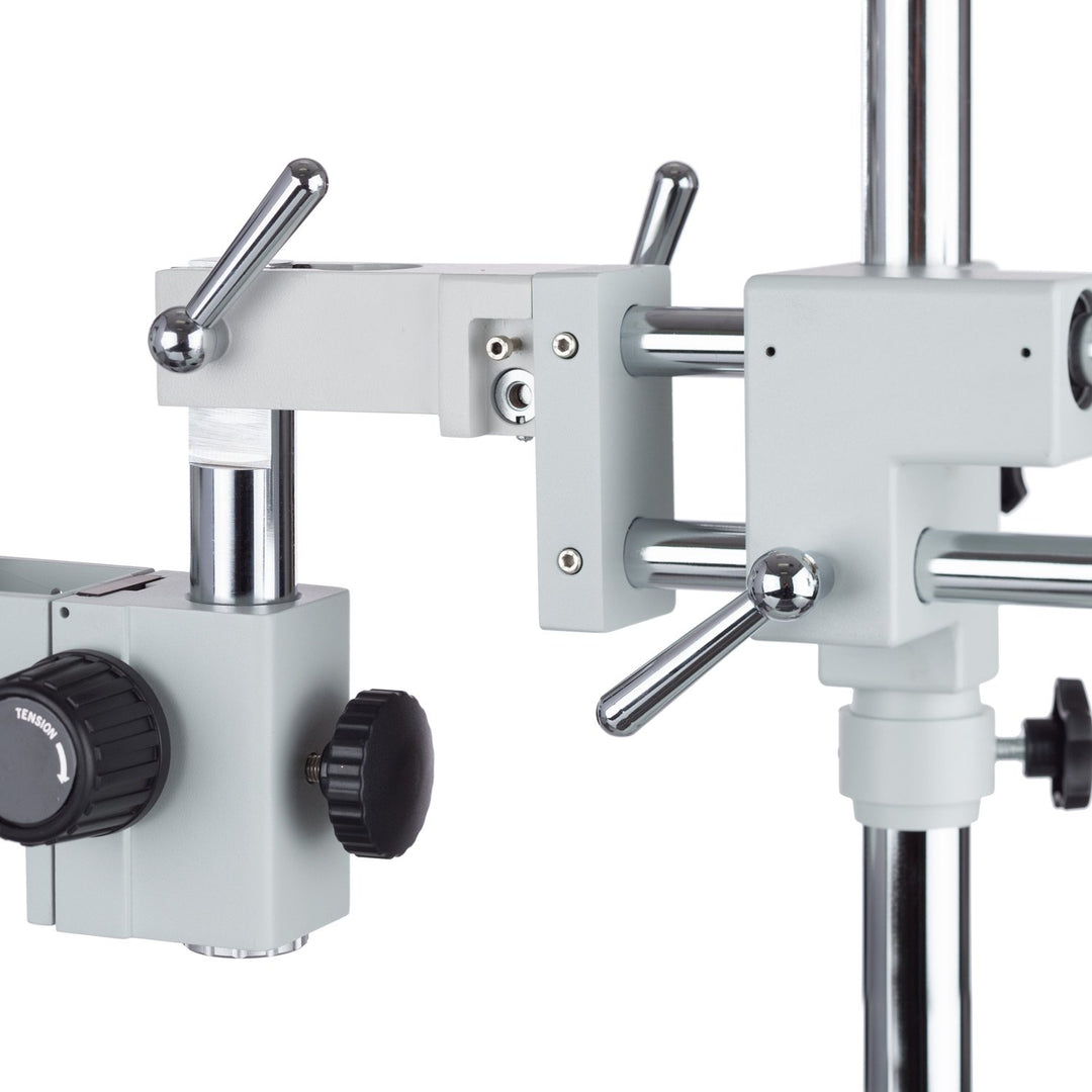 AmScope SM-4NTPX-144 Simul-Focal Stereo Zoom Mikroskop auf Boom Ständer mit einem LED Ring Light, 3.
