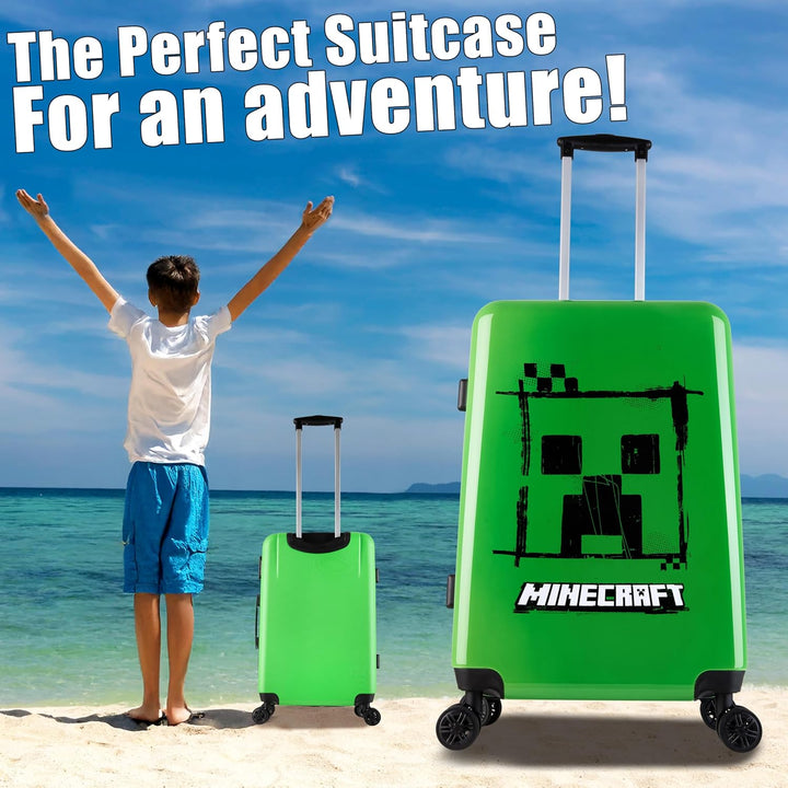 Minecraft Hartschalen Koffer Trolley Kinder Reisekoffer Leicht Reisetrolley 4 Rollen für Mädchen Jun