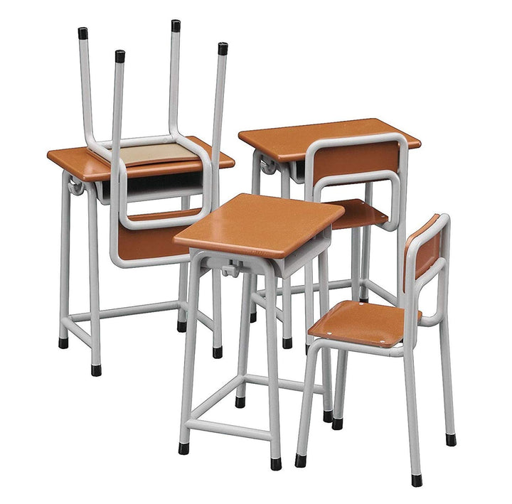 Hasegawa FA01 - 1/12 School Desk and Chair, Braun,grau,schwarz