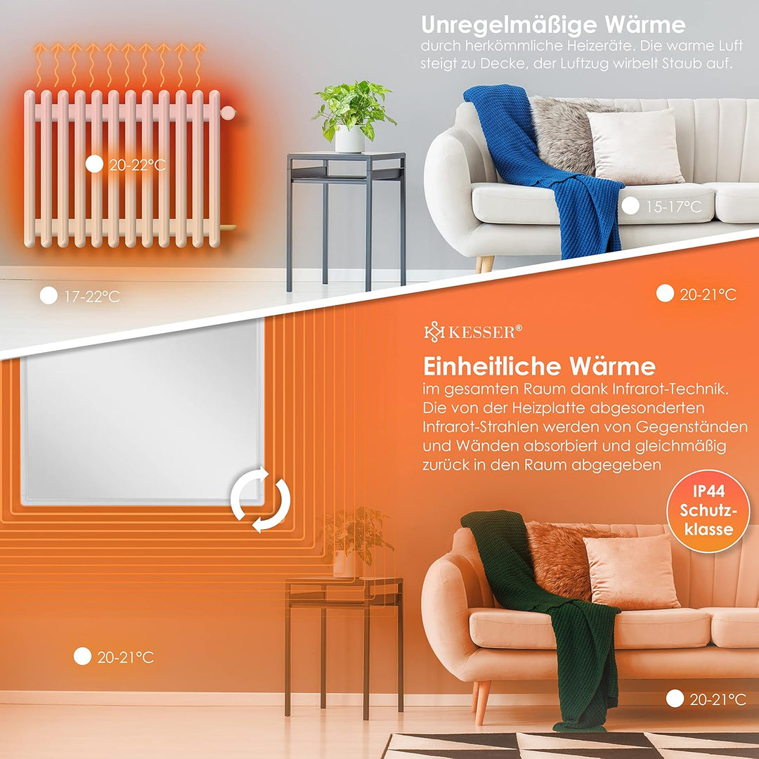 KESSER® Infrarotheizung Mit Thermostat Infrarotheizkörper Elektroheizung Infrarot Heizung Wandheizun