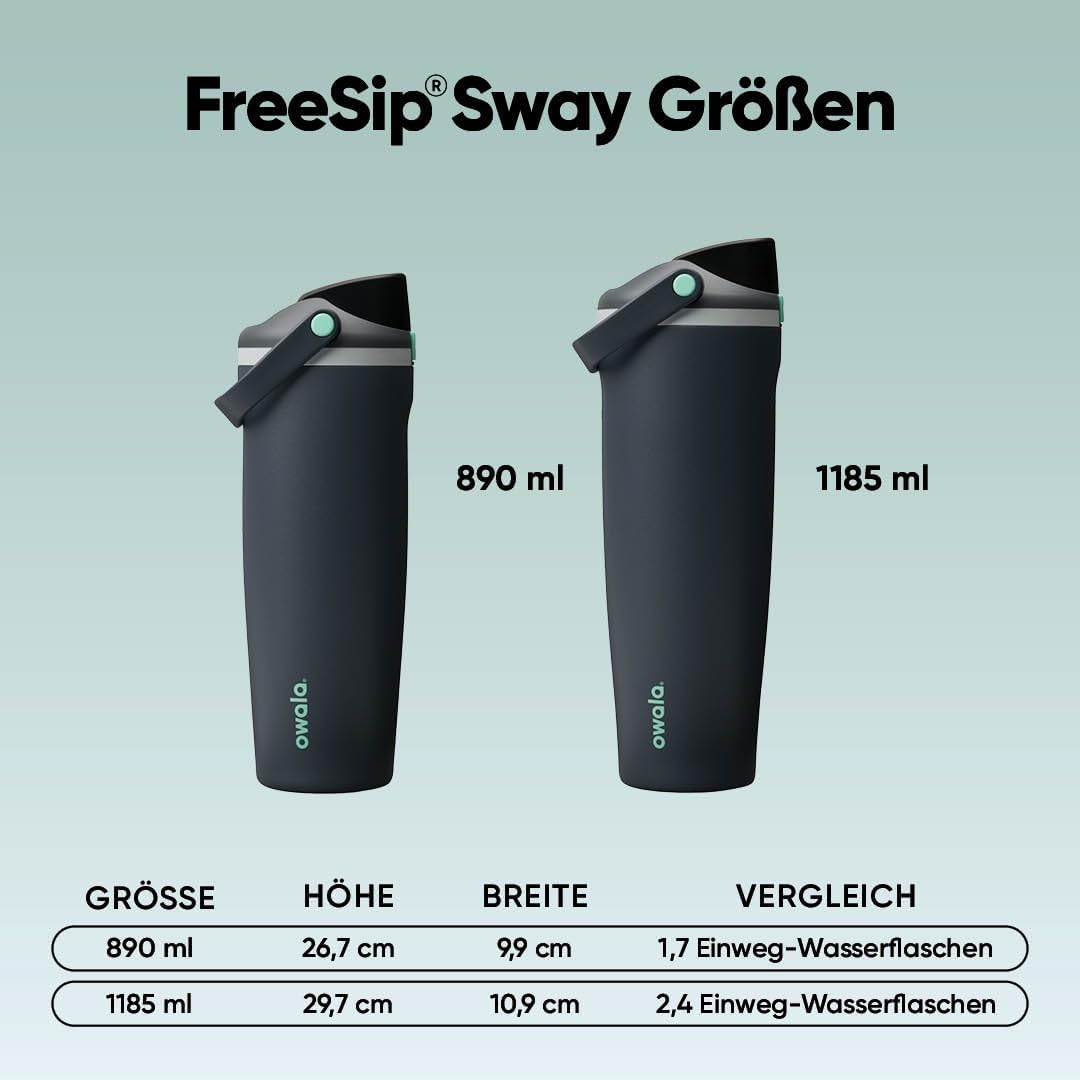 Owala FreeSip Sway Isolierte Edelstahl Trinkflasche mit Strohhalm und 2‑in‑1‑Trinköffnung, 890ml, in