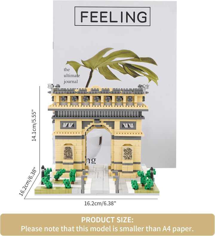 LULUFUN Baustein-Set, Arc De Triomphe Architecture Model Blocks Kit, Sammelmodell-Sets zum Bauen, Sp
