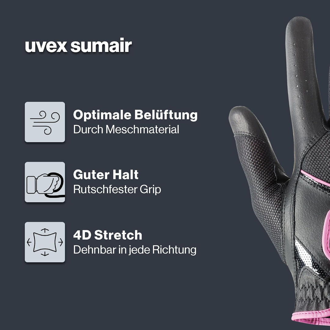 uvex Unisex – Erwachsene Sumair Reithandschuhe 6.5 black-pink, 6.5 black-pink
