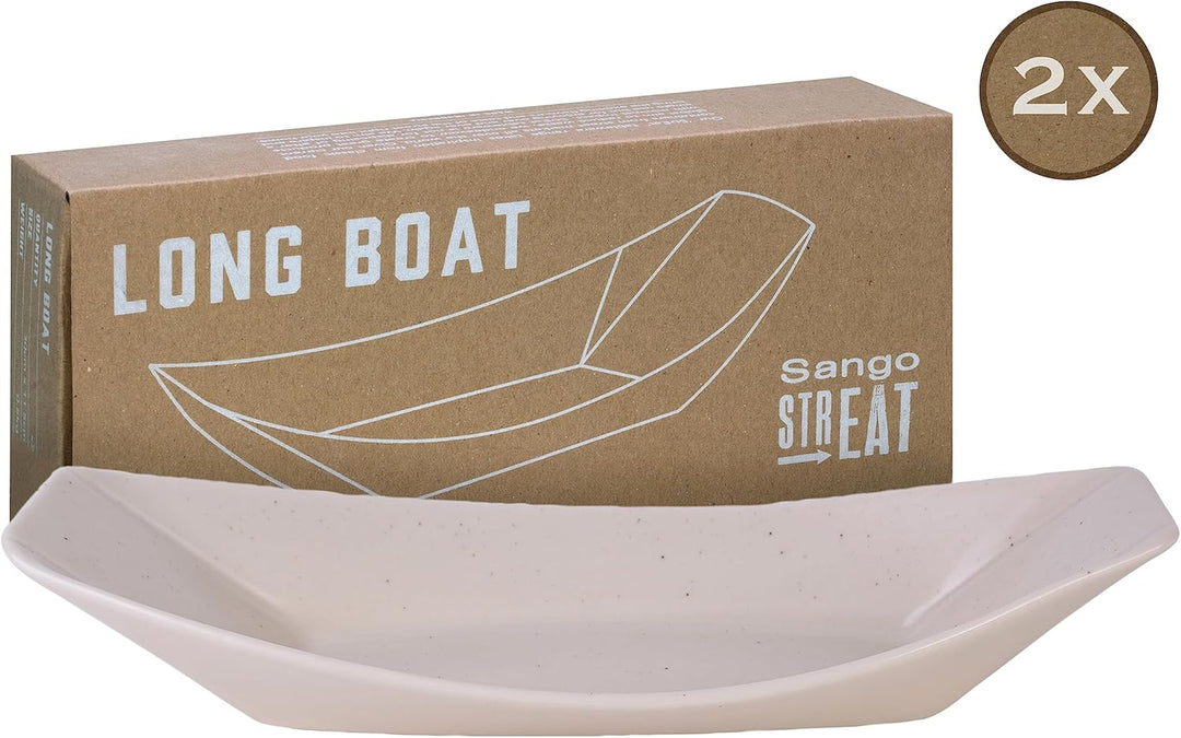 CreaTable, 33967, Serie Street Food, Geschirrset, Street Boat long 2 teilig Creme Streat Boat long,