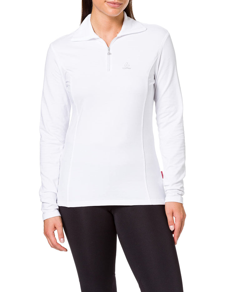 Löffler Damen Pulli DA Transtex Zip Rolli Basic 46 Weiss, 46 Weiss