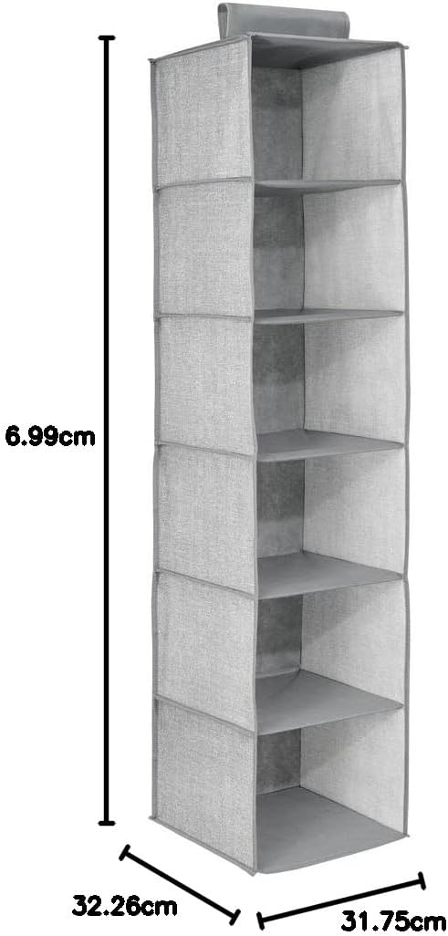 mDesign 2er-Set hängender Stoffschrank – 6 Regalfächer – idealer Hängeschrank aus Stoff für das Schl