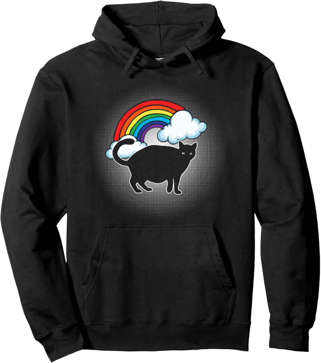 Chonk Cat Fatty! Funny Vintage 80s Rainbow Vintage Hipster Pullover Hoodie
