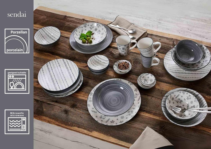 Ritzenhoff &amp; Breker Sendai Blume Suppenteller-Set 6-teilig – 20 cm – Mix &amp; Match Boho-Geschirr in Gr
