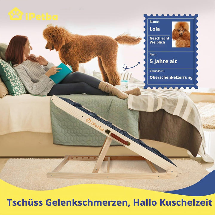 Hunderampe Bett Sofa für Kleine und Grosse Hunde Klappbar Rampe Hund Katzen Einstellbar 30-60 cm, bi