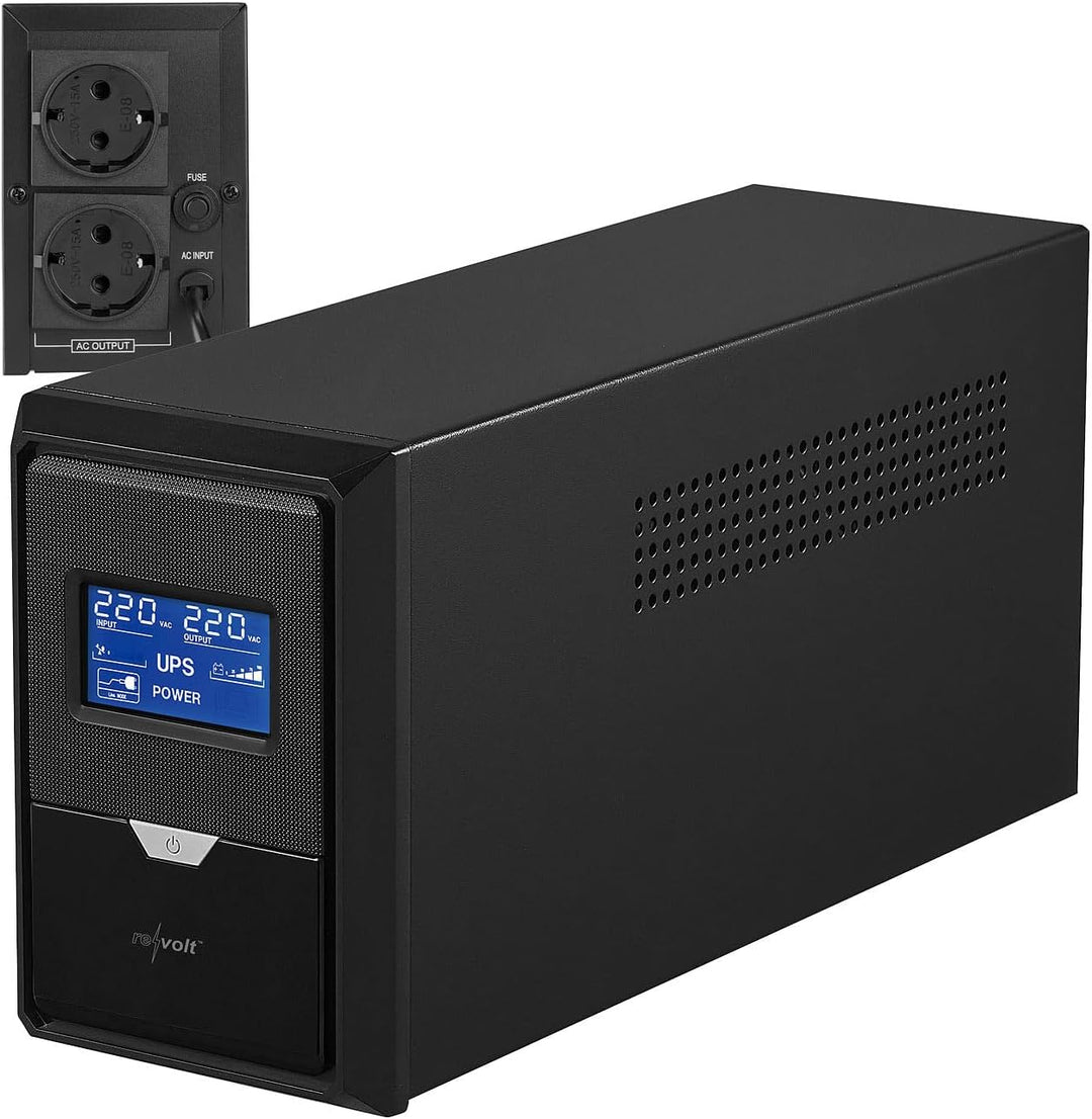 revolt USV: Unterbrechungsfreie Stromversorgung 1.500 VA, 900 W, 2X 230-V-Ausgang (USV-Akku, für PC,