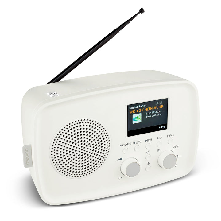 MEDION DAB+ Radio mit Bluetooth DRE-1 (DAB Plus, UKW Radio, Tropfwasserschutz, Teleskopantenne, Weck