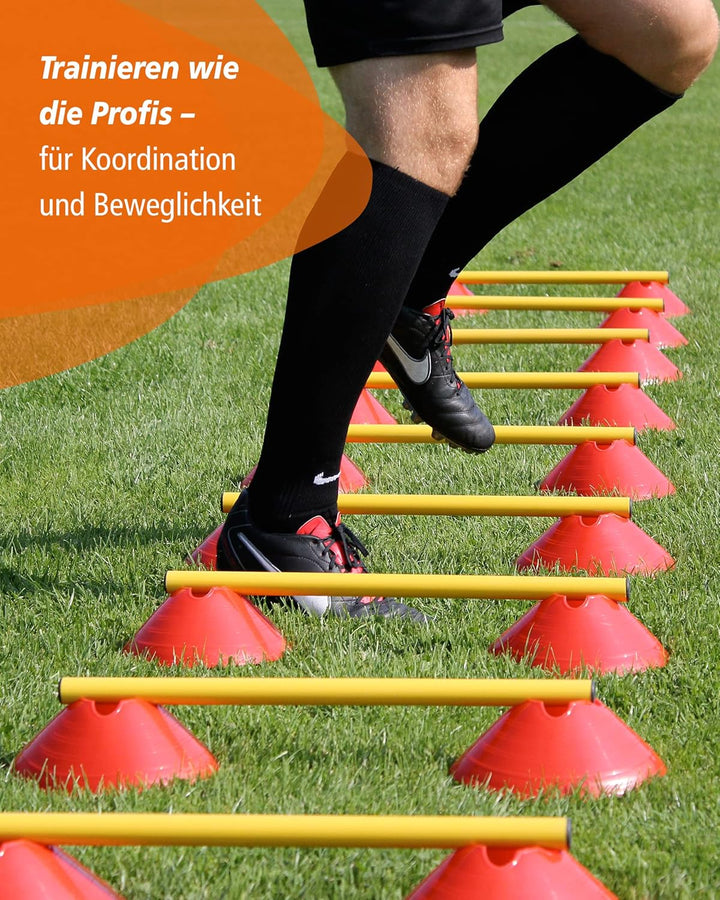 Cavaletti Mini-Hürden 5er Set – Mulden Rot & Stangen Gelb – sichere Trainingshürden für Hunde – Agil