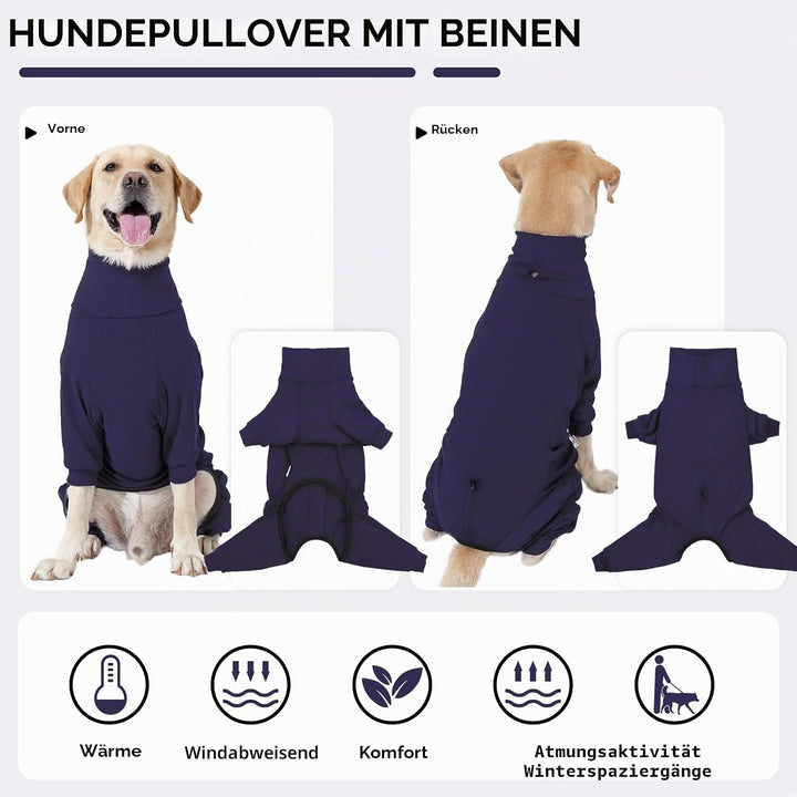 Hundemantel Winter, Warmer Fleece Hundepullover mit Beinen, Weiche Vierbeinige Hundejacke für Kleine