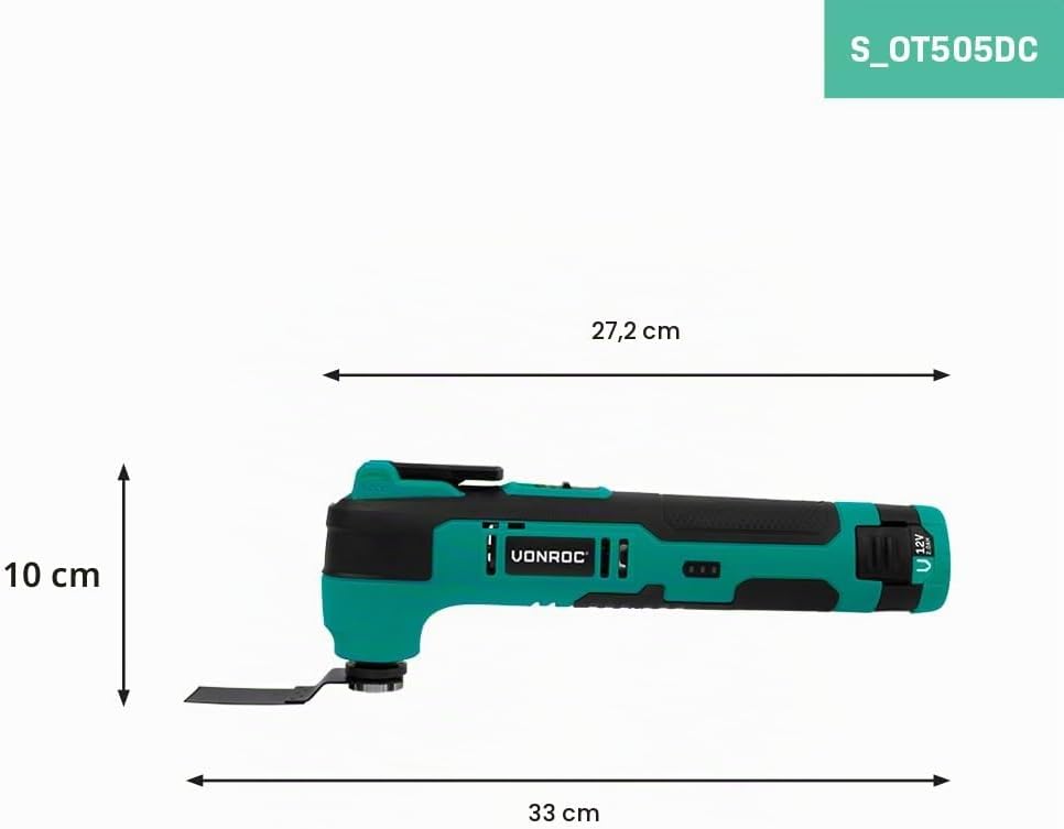 Kabelloses Multitool 12 V – mit Schabblatt, Tauchsäge, Schleifpad und Schleifpapier – Akku und USB-K