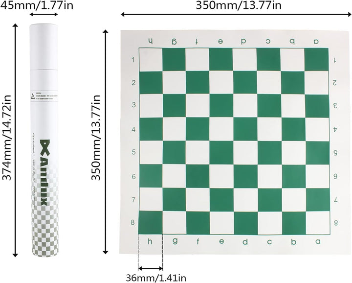 Andux Schachspiel Rollbares Schachbrett XQQP-01 (Grün, 33x33cm) Grün, 33 * 33cm, Gr&#xFC;n, 33 * 33c