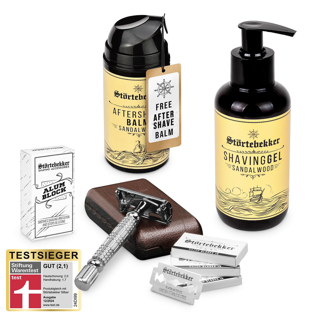 NEU: Störtebekker® Premium Rise 'N Shine Shaving Set - Rasierset für Herren - mit Rasierhobel (Silbe