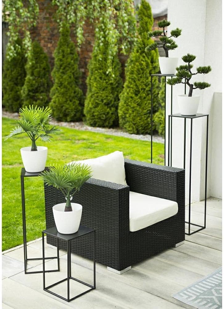 HowHomely Blumenständer Metall Schwarz 40 cm Hoch - Solider und Robuster Blumenhocker Metall - Pflan