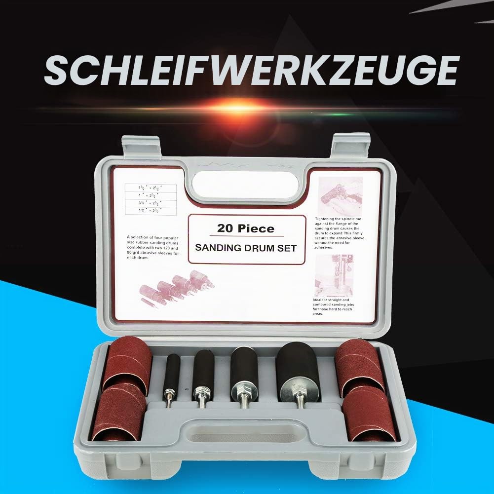 Schleiftrommel-Kit, 20-tlg. Spindel-Schleiftrommel-Schleifwerkzeug-Set mit Etui für Bohrmaschinen-Sc