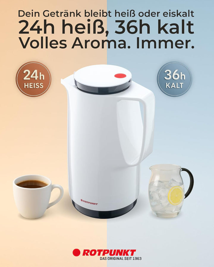 ROTPUNKT Isolierkanne 760 Maxima 1,0 l | Zweifunktions-Drehverschluss | BPA-frei - gesundes Trinken