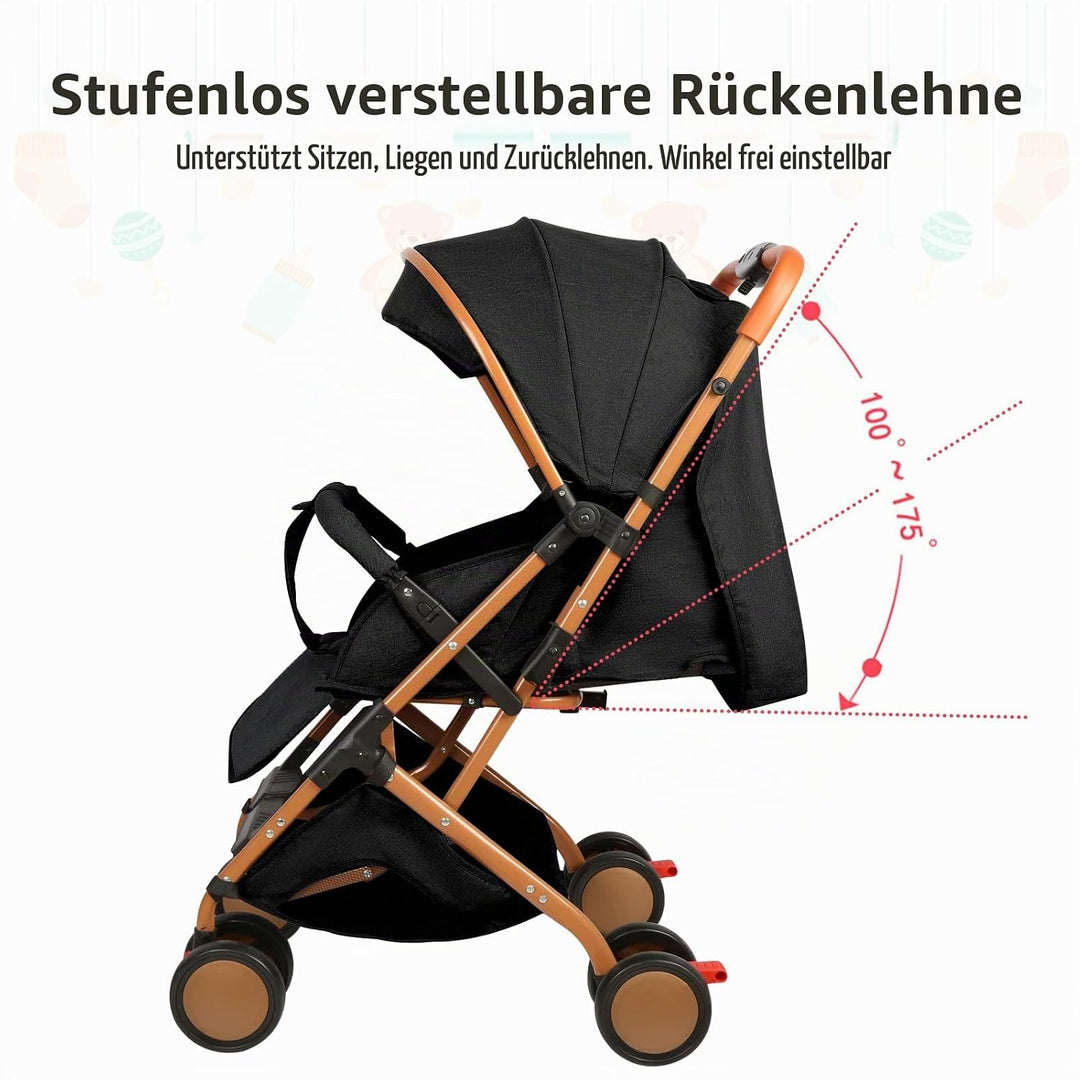 OHMG Kids Kinderwagen mit Babywanne,2 in 1,ultrakompakt,Kompakter Buggy mit Schultergurt,5-Punkt-Gur