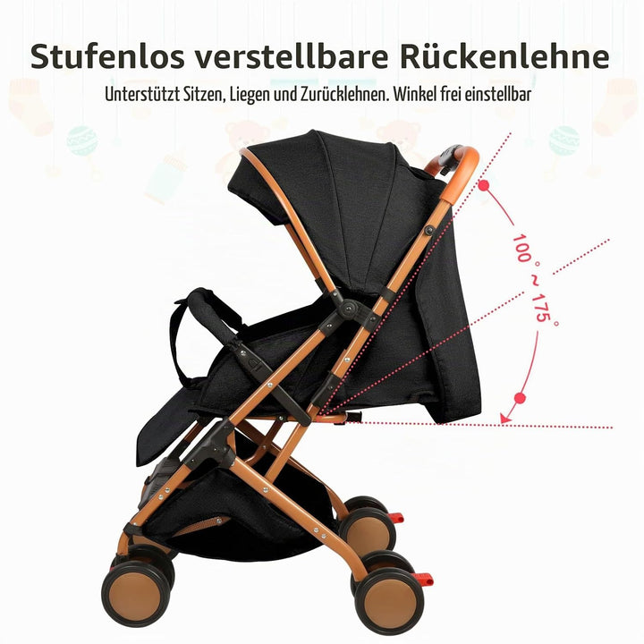 OHMG Kids Kinderwagen mit Babywanne,2 in 1,ultrakompakt,Kompakter Buggy mit Schultergurt,5-Punkt-Gur