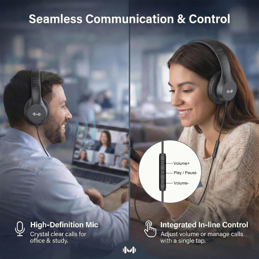 Kabelgebundene Over-Ear-Kopfhörer mit USB-C-Adapter und 3,5-mm-Klinke, Mikrofon, In-Line-Steuerung,