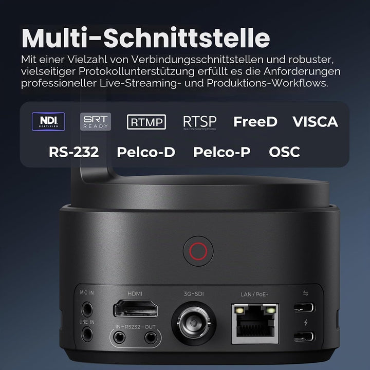 OBSBOT Tail 2 NDI Aktiviert mit Fernbedienung, PTZR Kamera 4K 60FPS, 5X Optischer Zoom,12-Fachem Hyb