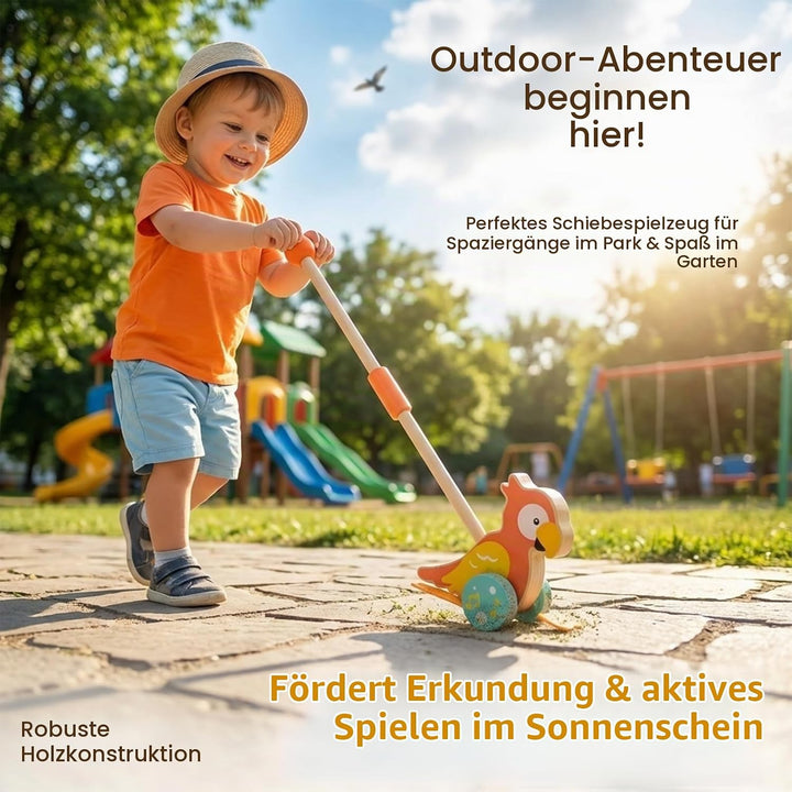 Holz Schiebespielwagen Schiebetier Spielzeug Lauflernhilfe Tierspielwagen Schiebespielzeug für Kinde