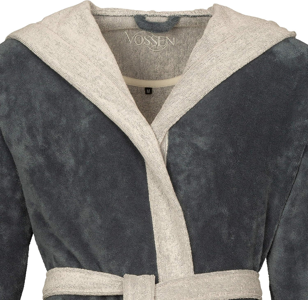 Vossen Damen &amp; Herren Bademantel Poppy XS Grau (Flanell 012), XS Grau (Flanell 012)
