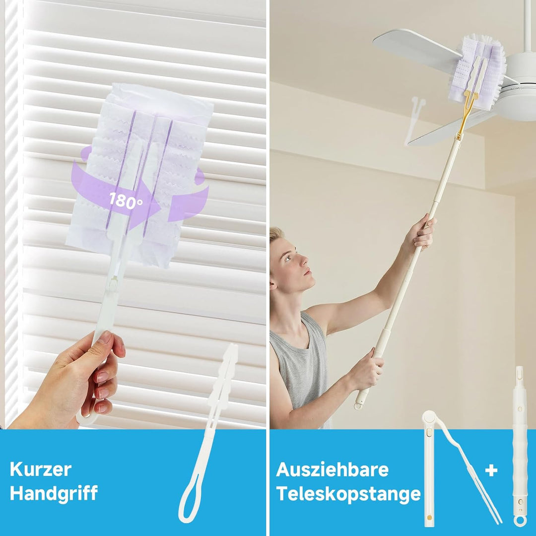 80 Stück für Swiffer Staubmagnet Nachfüllpack, Duster Staubwedel mit 1 Handgriff, 1 Teleskopstange,