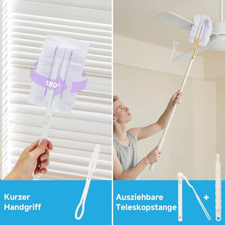 80 Stück für Swiffer Staubmagnet Nachfüllpack, Duster Staubwedel mit 1 Handgriff, 1 Teleskopstange,