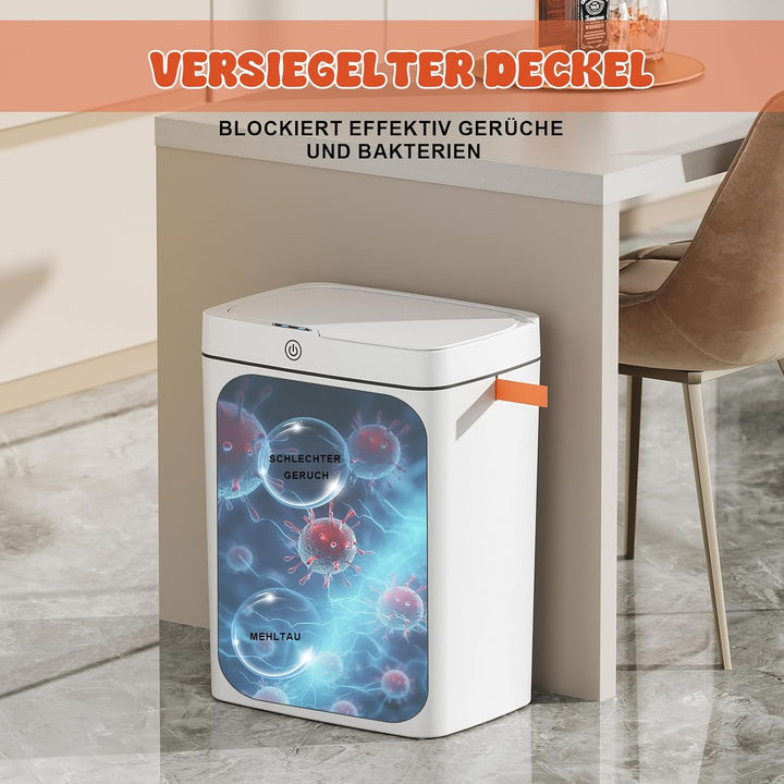 18L Automatischer Badezimmer Mülleimer mit Deckel aus Kunststoff | Wasserdichter Bewegungssensor Bag