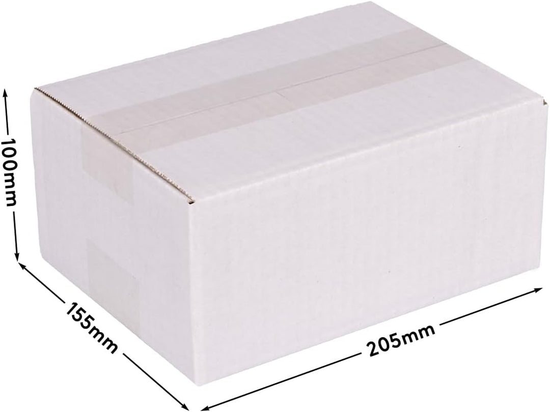 100 Faltkartons 200x150x90mm weiss KK 10 1 wellig rechteckig Versandkarton für kleine Waren | DHL Pä