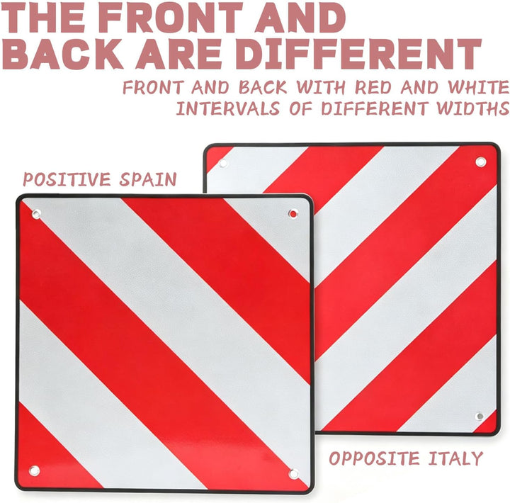 2 in 1 Warntafel Italien und Spanien 50 x 50 cm, Warntafel Fahrradträger aus Aluminium mit 4 Spannse
